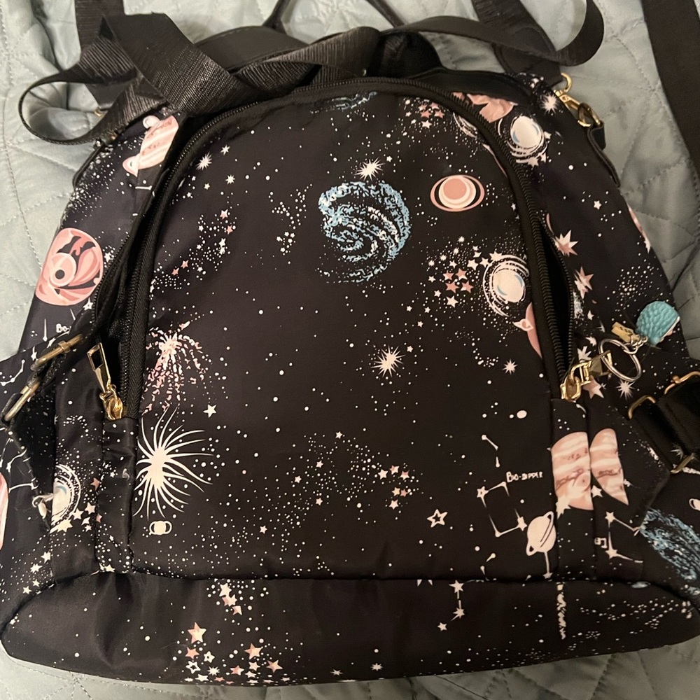 Anti Theft Galaxy Print Black Backpack *SOLD*